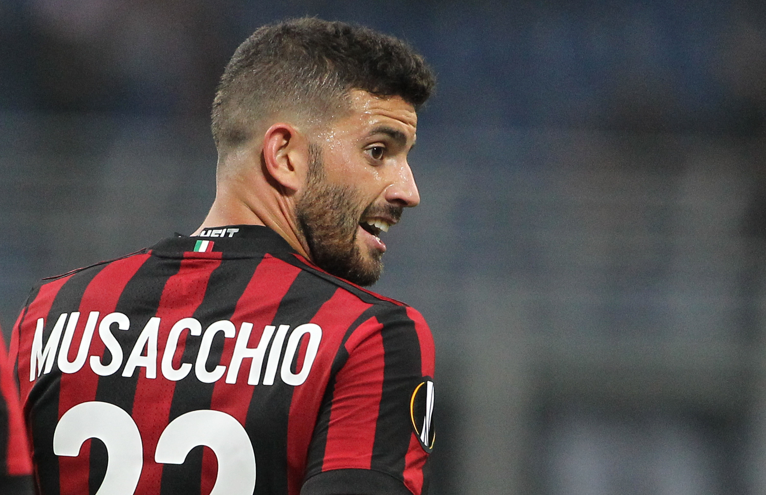 MILAN, ITALY - SEPTEMBER 28:  Mateo Musacchio of AC Milan celebrates his goal during the UEFA Europa League group D match between AC Milan and HNK Rijeka at Stadio Giuseppe Meazza on September 28, 2017 in Milan, Italy.  (Photo by Marco Luzzani/Getty Images)