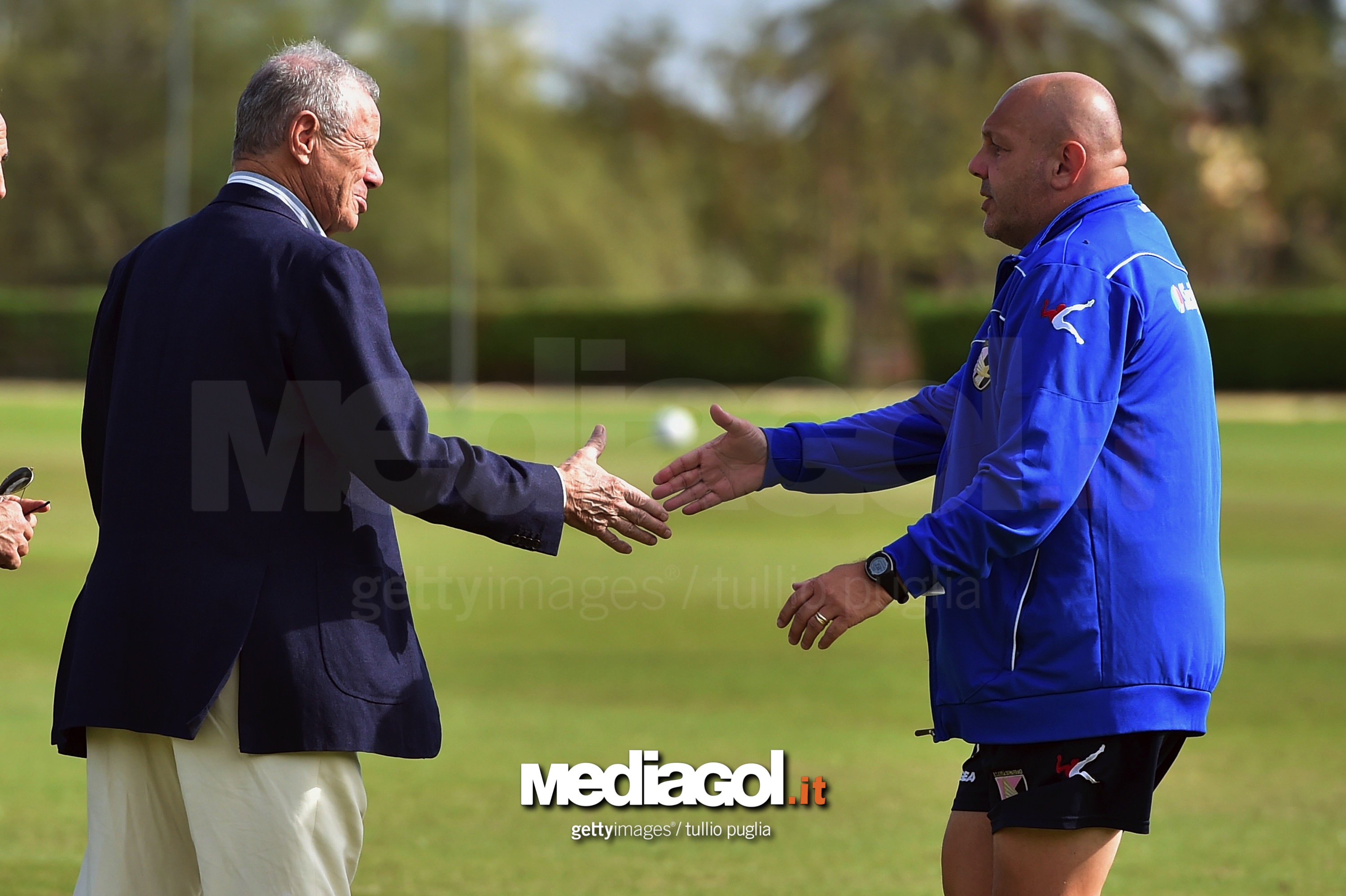 US Citta di Palermo President Maurizio Zamparini Visits Club Traning Ground