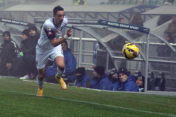 REGGIO NELL'EMILIA, ITALY - DECEMBER 20: Antonio Mazzotta # 3 of AC Cesena in action  during the Serie A match betweeen US Sassuolo Calcio and AC Cesena on December 20, 2014 in Reggio nell'Emilia, Italy.  (Photo by Mario Carlini / Iguana Press/Getty Images)