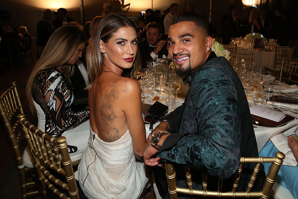 FLORENCE, ITALY - SEPTEMBER 13:  German football player Kevin-Prince Boateng and his girlfriend Melissa Satta attend the Celebrity Fight Night gala at Palazzo Vecchio during 2015 Celebrity Fight Night Italy benefiting the Andrea Bocelli Foundation on September 13, 2015 in Florence, Italy.  (Photo by Andrew Goodman/Getty Images for Celebrity Fight Night)