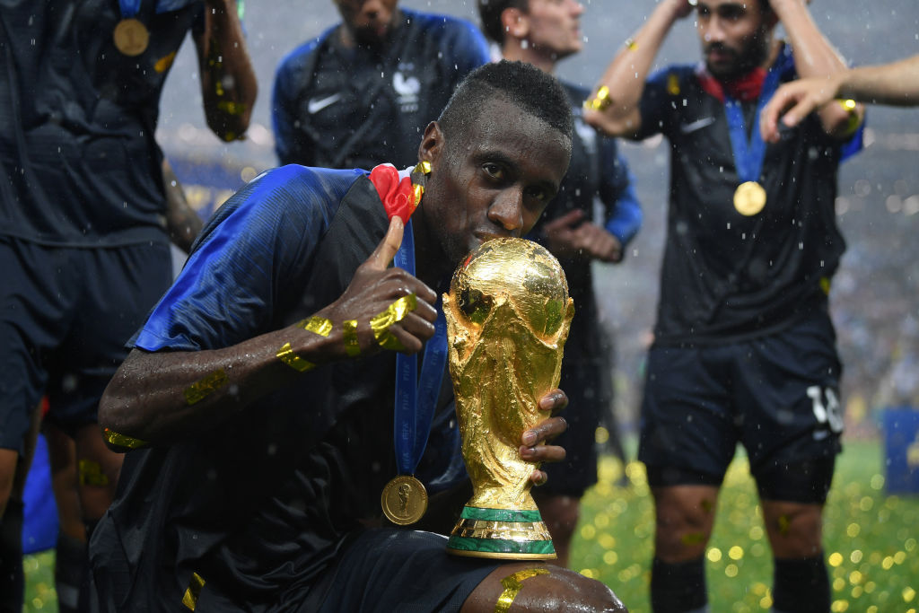 MOSCOW, RUSSIA - JULY 15:  Blaise Matuidi of France celebrates with the World Cup Trophy following his sides victory in the 2018 FIFA World Cup Final between France and Croatia at Luzhniki Stadium on July 15, 2018 in Moscow, Russia.  (Photo by Matthias Hangst/Getty Images)