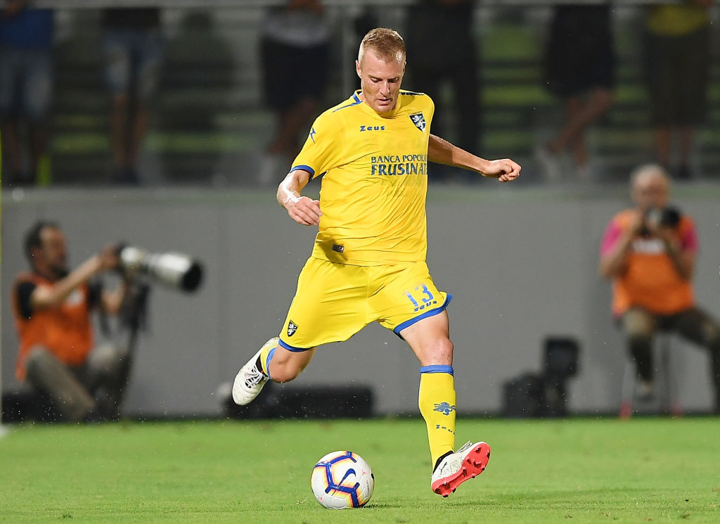 FROSINONE, ITALY - AUGUST 09:  Matteo Ciofani of Frosinone Calcio in action during the Pre-Season Friendly match between Frosinone Calcio and Real Betis on August 9, 2018 in Frosinone, Italy.  (Photo by Francesco Pecoraro/Getty Images)