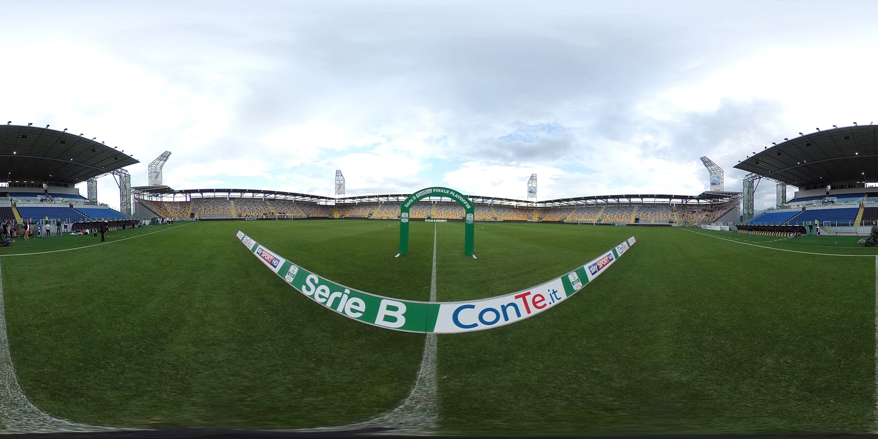 FROSINONE, ITALY - JUNE 16:  (EDITOR'S NOTE: Image was created as an Equirectangular Panorama. Import image into a panoramic player to create an interactive 360 degree view) A general view of Stadio Benito Stirpe before the serie B playoff match final between Frosinone Calcio v US Citta di Palermo at Stadio Benito Stirpe on June 16, 2018 in Frosinone, Italy.  (Photo by Tullio M. Puglia/Getty Images)