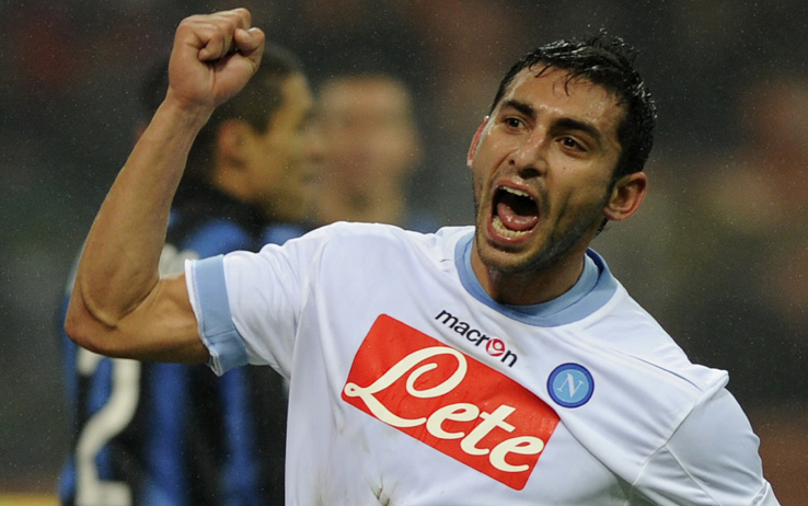 Napoli's midfielder Michele Pazienza celebrates after scoring during the seria A match Inter against Napoli, on January 6, 2011 in San Siro stadium in Milan . AFP PHOTO / OLIVIER MORIN (Photo credit should read OLIVIER MORIN/AFP/Getty Images)