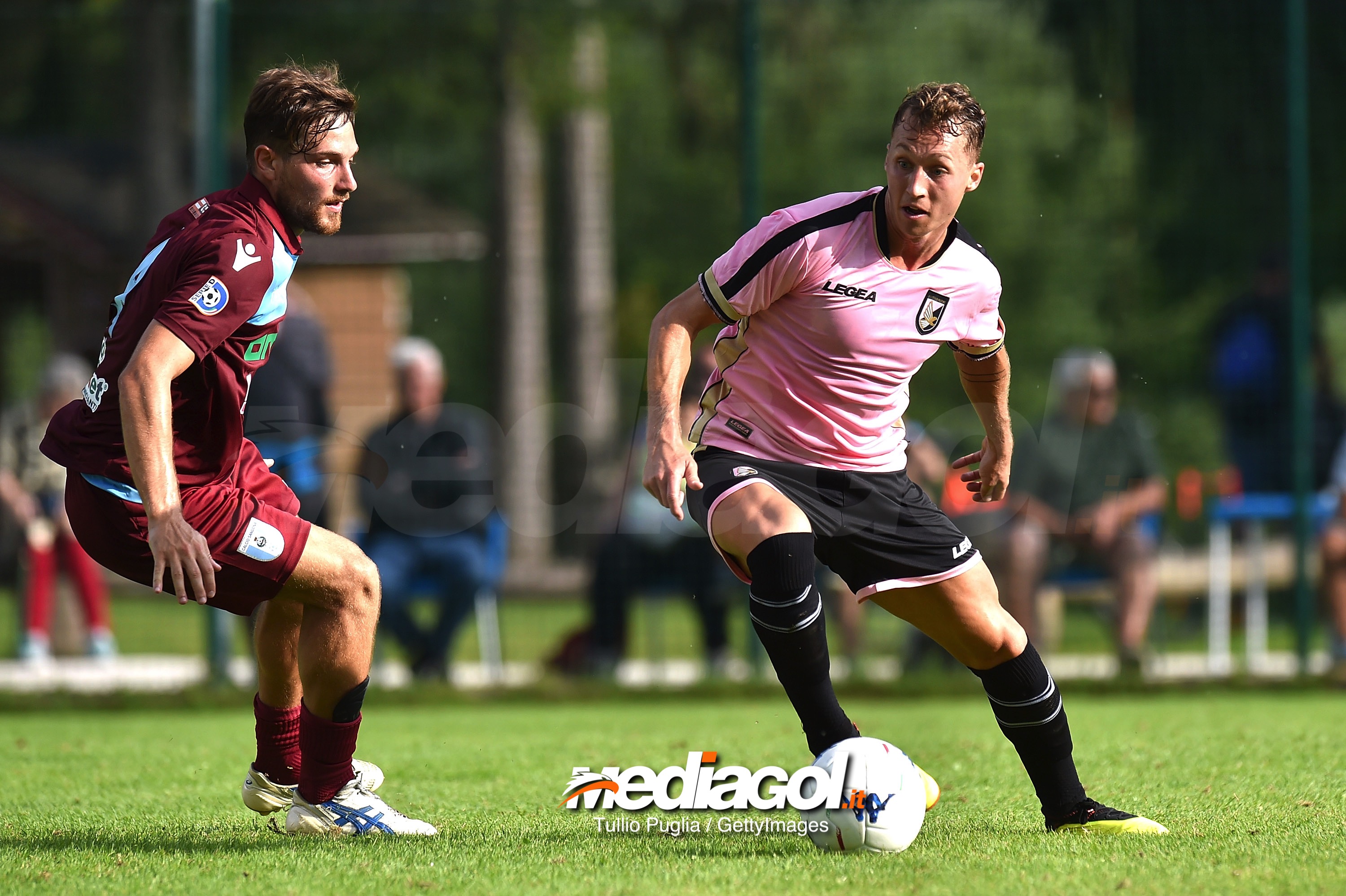 BELLUNO, ITALY - JULY 27:  Nicolas Haas of Palermo in action during a friendly match between US Citta' di Palermo and San Dona' at the US Citta' di Palermo training camp on July 27, 2018 in Belluno, Italy.  (Photo by Tullio M. Puglia/Getty Images)
