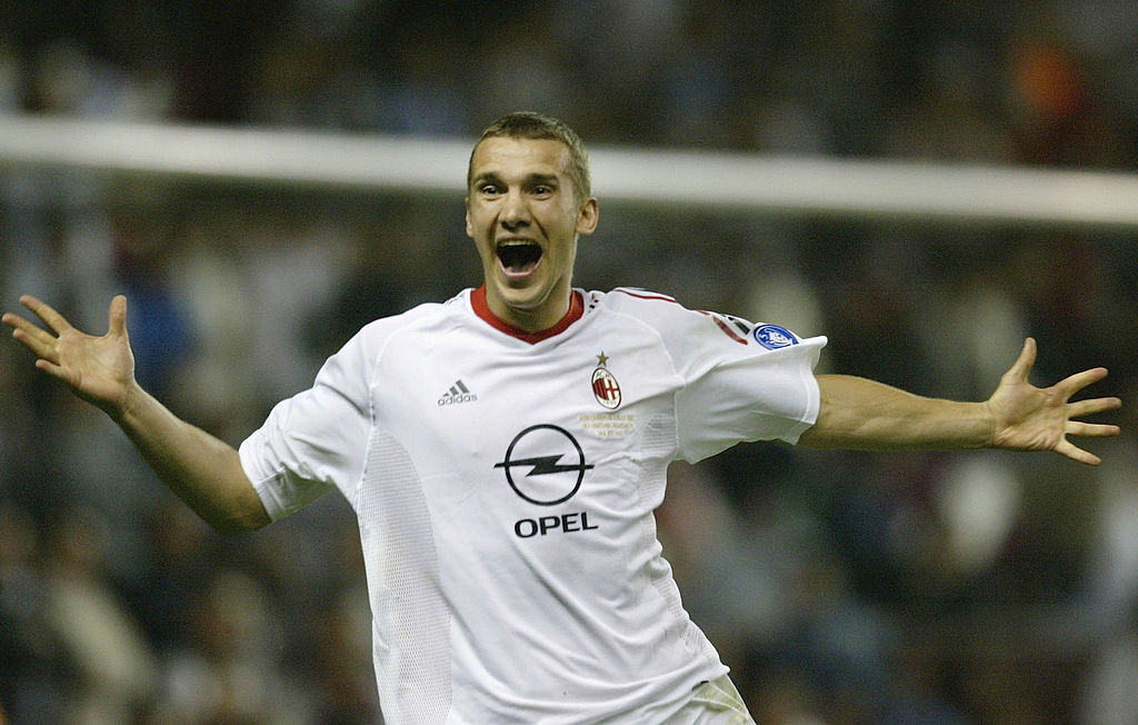 Andriy Shevchenko of AC Milan celebrates