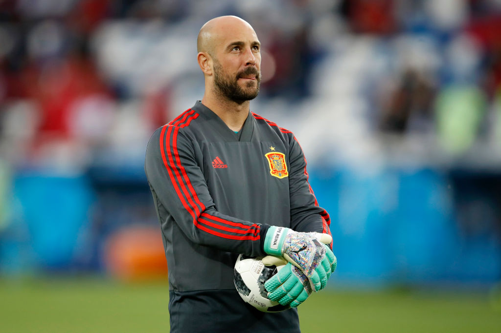 KALININGRAD, RUSSIA - JUNE 25:  Pepe Reina of Spain looks on in the warm up prior to the 2018 FIFA World Cup Russia group B match between Spain and Morocco at Kaliningrad Stadium on June 25, 2018 in Kaliningrad, Russia.  (Photo by Julian Finney/Getty Images)