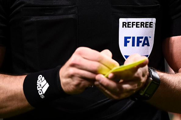 STADIO GIUSEPPE MEAZZA, MILAN, ITALY - 2018/11/17: A detail of the shirt of referee Danny Makkelie is pictured during the UEFA Nations League A group three match between Italy and Portugal. The match ended in a 0-0 tie. (Photo by Nicolò Campo/LightRocket via Getty Images)