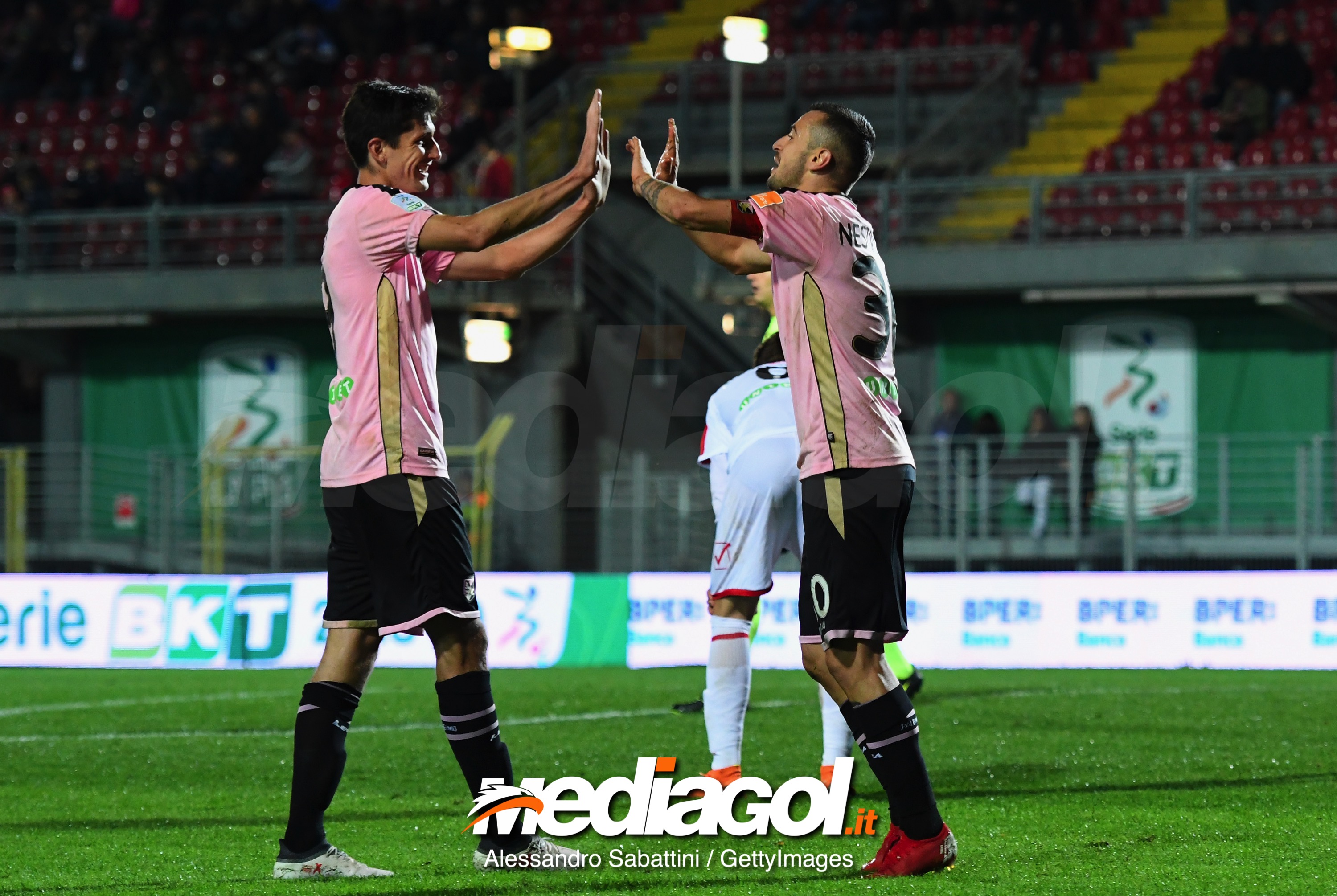 during the Serie b match between Carpi FC and US Citta di Palermo on October 30, 2018 in Carpi, Italy.