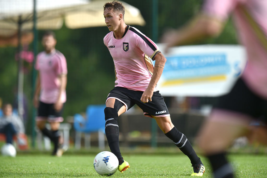 BELLUNO, ITALY - JULY 27:  Nicolas Haas of Palermo in action during a friendly match between US Citta' di Palermo and San Dona' at the US Citta' di Palermo training camp on July 27, 2018 in Belluno, Italy.  (Photo by Tullio M. Puglia/Getty Images)