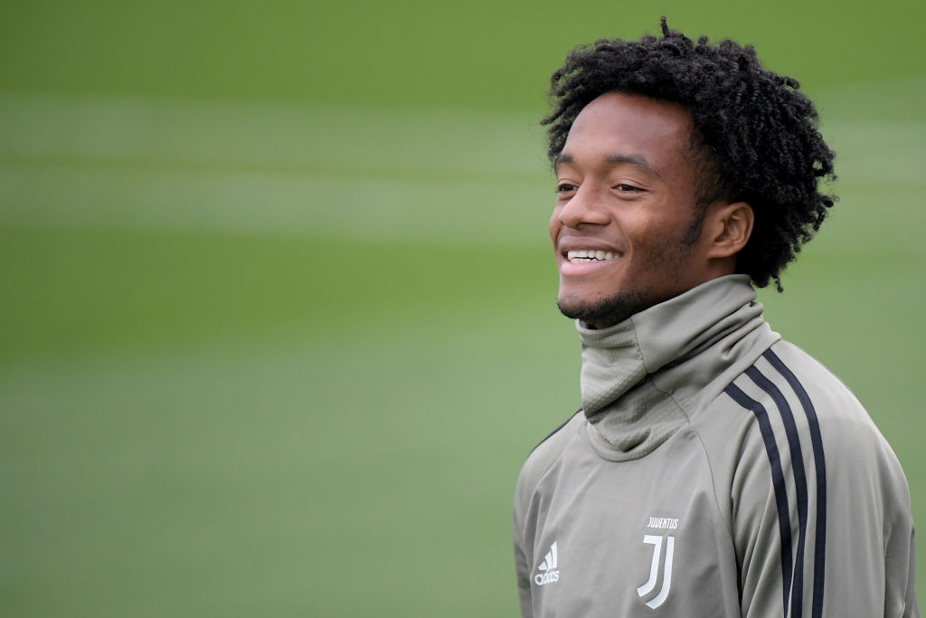 TURIN, ITALY - NOVEMBER 15:  Juventus player Juan Cuadrado during a training session at JTC on November 15, 2018 in Turin, Italy.  (Photo by Daniele Badolato - Juventus FC/Juventus FC via Getty Images)