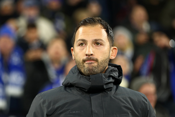 GELSENKIRCHEN, GERMANY - NOVEMBER 24:  Domenico Tedesco, Manager of Schalke 04 looks on prior to the Bundesliga match between FC Schalke 04 and 1. FC Nuernberg at Veltins-Arena on November 24, 2018 in Gelsenkirchen, Germany.  (Photo by Maja Hitij/Bongarts/Getty Images)