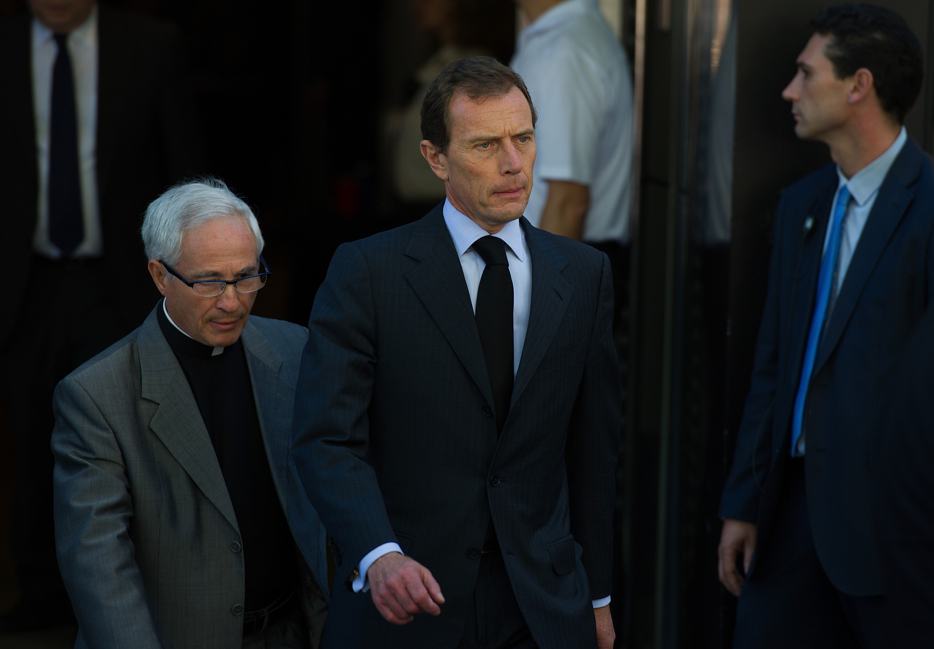 MADRID, SPAIN - JULY 08:  Former Real Madrid player Emilio Butragueno leaves the Santiago Bernabeu stadium after the  funeral wake for former Real Madrid great Alfredo Di Stefano on July 9, 2014 in Madrid, Spain. Di Stefano, who won 5 sucessive European Cups for Real died July 7 aged 88 in Madrid after earlier suffering a heart attack.  (Photo by Denis Doyle/Getty Images)
