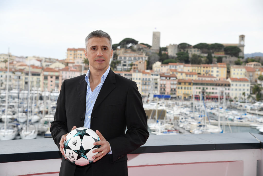 CANNES, FRANCE - APRIL 08:  Former Football player Hernan Crespo attend "The Football Show" photocall at MIPTV 2018 Photocall on April 8, 2018 in Cannes, France.  (Photo by Pascal Le Segretain/Getty Images)