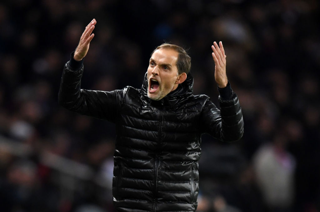 PARIS, FRANCE - NOVEMBER 28:  Thomas Tuchel, Manager of Paris Saint-Germain reacts during the UEFA Champions League Group C match between Paris Saint-Germain and Liverpool at Parc des Princes on November 28, 2018 in Paris, France.  (Photo by Shaun Botterill/Getty Images)