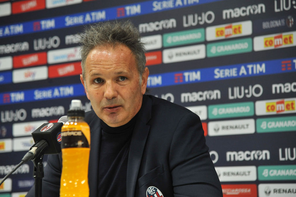 BOLOGNA, ITALY - FEBRUARY 10: Sinisa Mihajlovic head coach of Bologna holds a press conference after the end of the Serie A match between Bologna FC and Genoa CFC at Stadio Renato Dall'Ara on February 10, 2019 in Bologna, Italy. (Photo by Mario Carlini / Iguana Press/Getty Images)