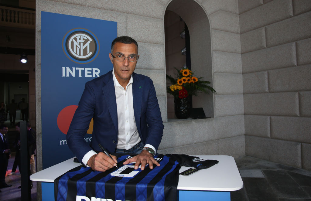 MILAN, ITALY - MAY 31:  Beppe Bergomi attends the unveiling of the partnership between FC Internazionale and mastercard on May 31, 2018 in Milan, Italy.  (Photo by Vincenzo Lombardo - Inter/Inter via Getty Images)