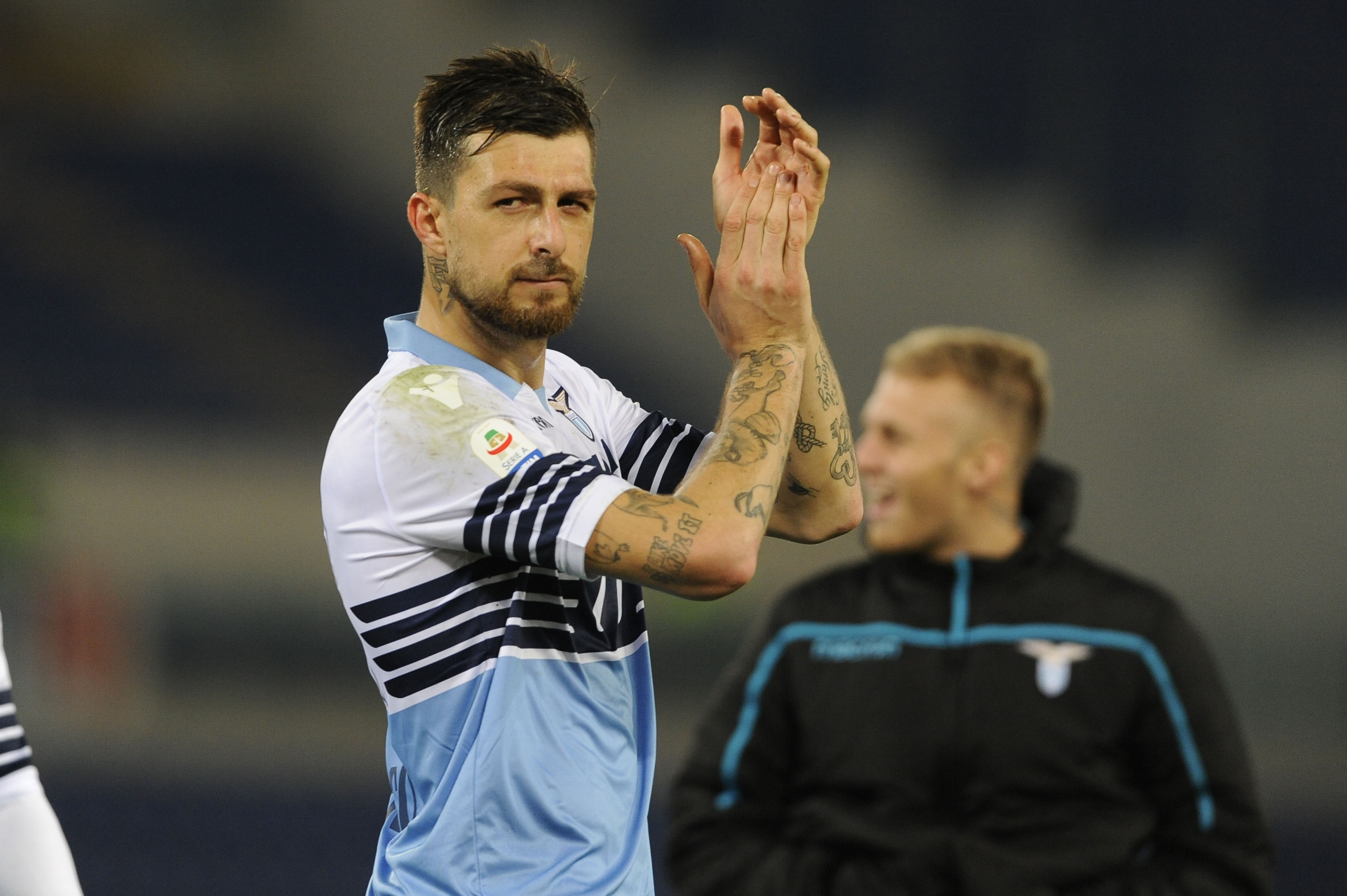 ROME, ITALY - FEBRUARY 07:  Francesco Acerbi of SS lazio celebrates winning the Serie A match between SS Lazio and Empoli at Stadio Olimpico on February 7, 2019 in Rome, Italy.  (Photo by Marco Rosi/Getty Images)