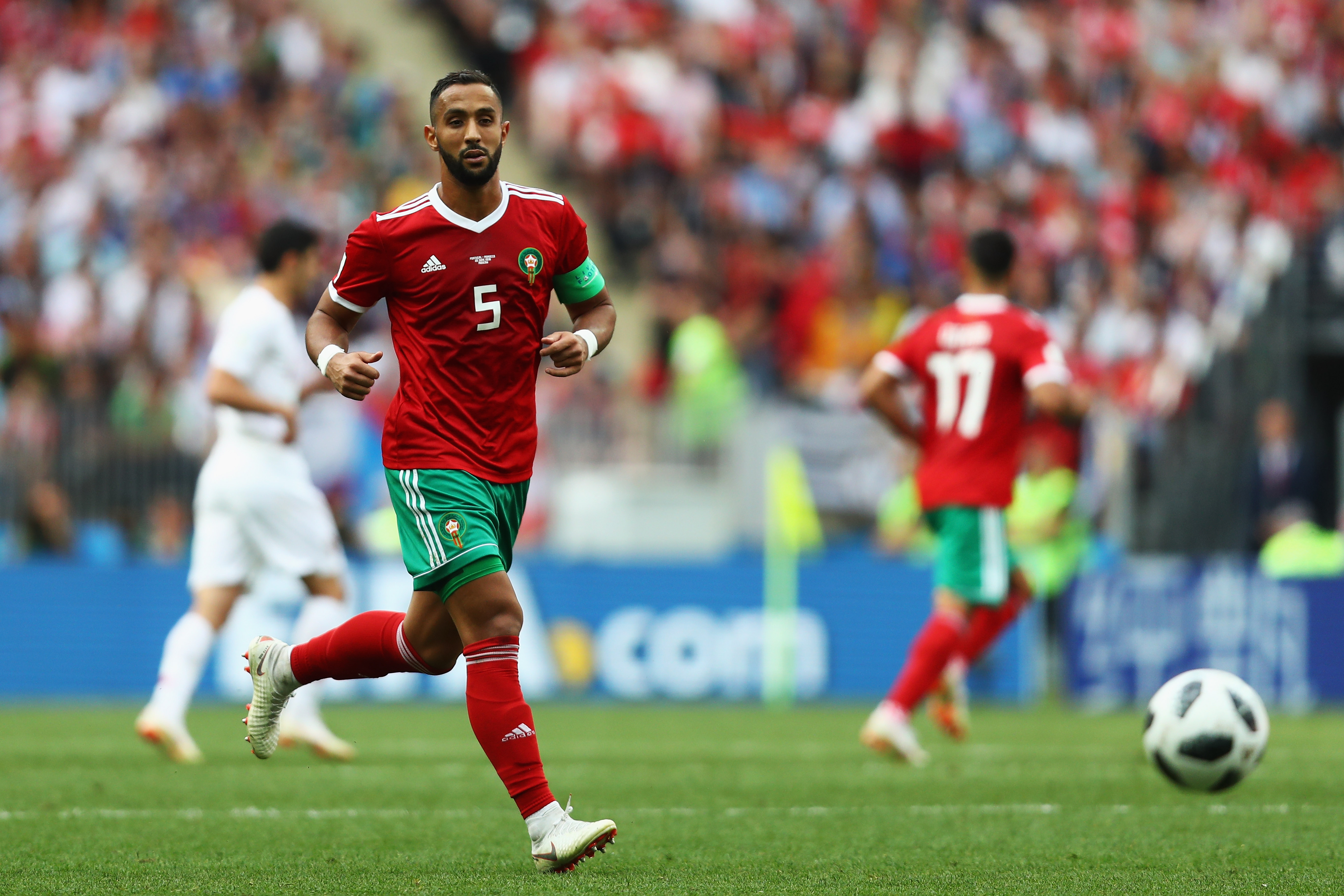 MOSCOW, RUSSIA - JUNE 20:  Medhi Benatia of Morocco in action during the 2018 FIFA World Cup Russia group B match between Portugal and Morocco at Luzhniki Stadium on June 20, 2018 in Moscow, Russia.  (Photo by Dean Mouhtaropoulos/Getty Images)