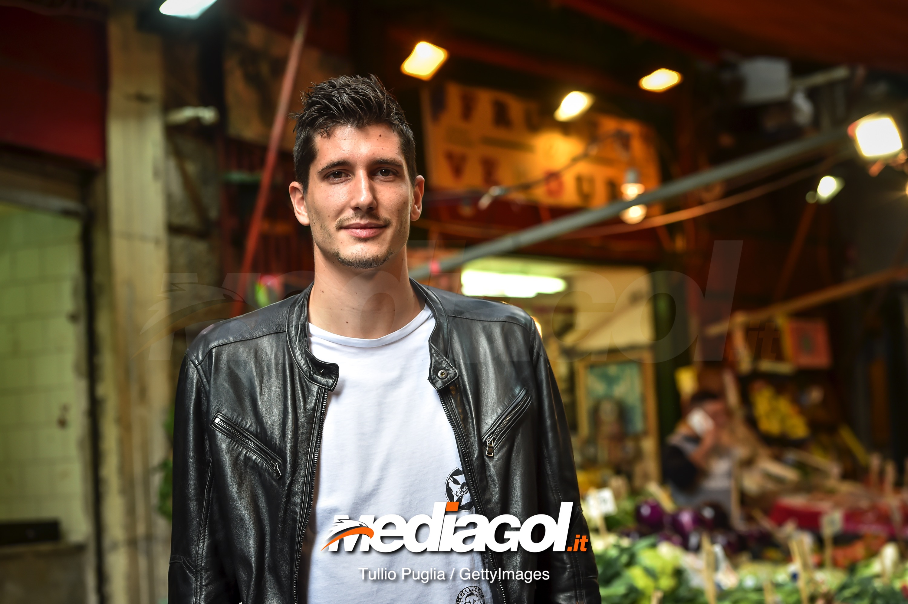 PALERMO, ITALY - DECEMBER 19:  Stefano Moreo player of US Citta' di Palermo poses for a photo during a visit to the Vucciria market on December 19, 2018 in Palermo, Italy.  (Photo by Tullio M. Puglia/Getty Images)