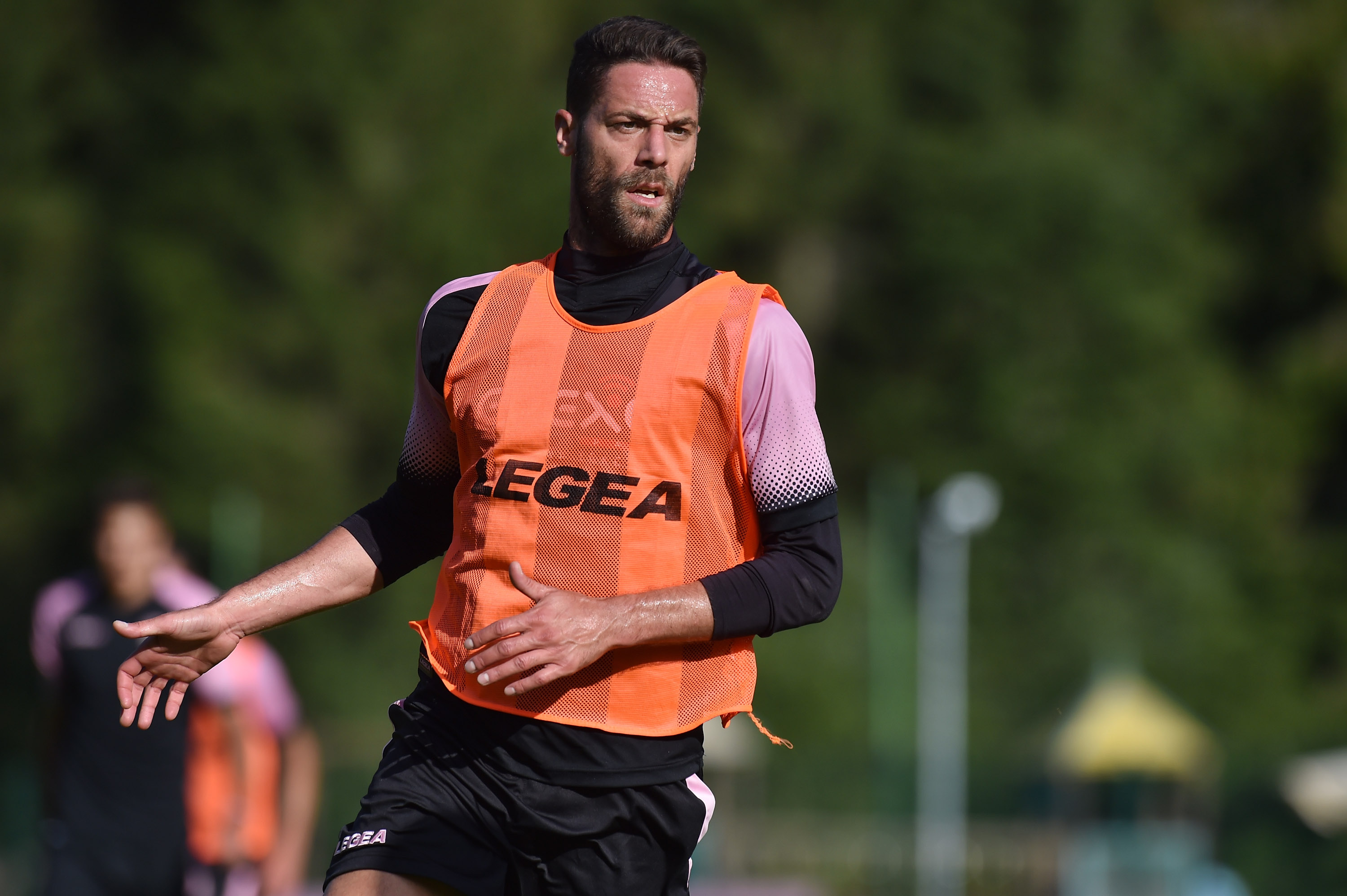 BELLUNO, ITALY - JULY 25:  Andrea Rispoli in action during a training session at the US Citta' di Palermo training camp on July 25, 2018 in Belluno, Italy.  (Photo by Tullio M. Puglia/Getty Images)