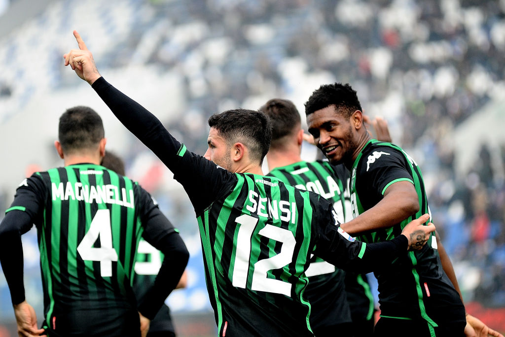 REGGIO NELL'EMILIA, ITALY - DECEMBER 09:  Stefano Sensi of US Sassuolo celebrates after scoring his team's third goal during the Serie A match between US Sassuolo and ACF Fiorentina at Mapei Stadium - Citta' del Tricolore on December 9, 2018 in Reggio nell'Emilia, Italy.  (Photo by Mario Carlini / Iguana Press/Getty Images)