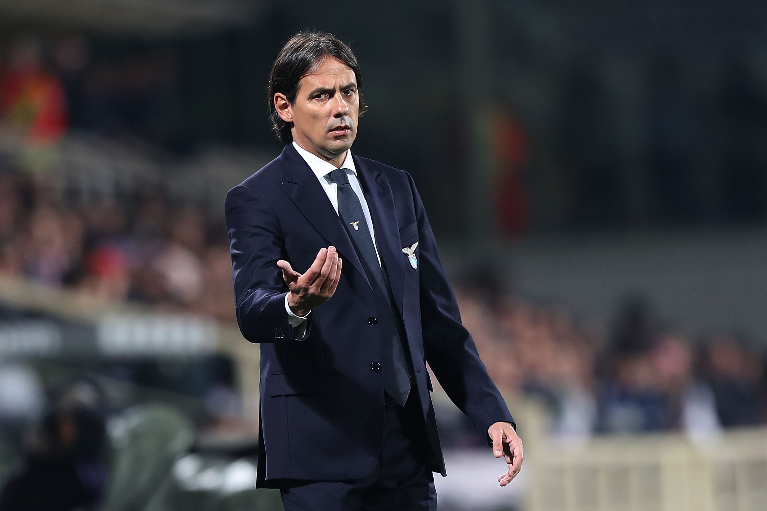 FLORENCE, ITALY - MARCH 10: Simone Inzaghi manager of SS Lazio gestures during the Serie A match between ACF Fiorentina and SS Lazio at Stadio Artemio Franchi on March 10, 2019 in Florence, Italy.  (Photo by Gabriele Maltinti/Getty Images)