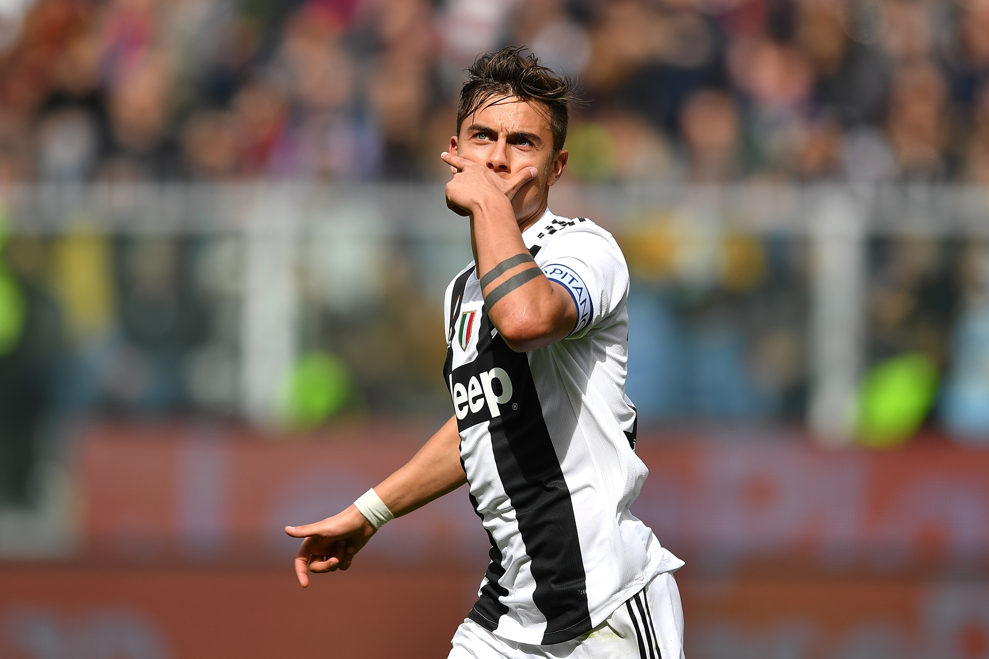 GENOA, ITALY - MARCH 17:  Paulo Dybala of Juventus celebrates a goal canceled during the Serie A match between Genoa CFC and Juventus at Stadio Luigi Ferraris on March 17, 2019 in Genoa, Italy.  (Photo by Valerio Pennicino/Getty Images)