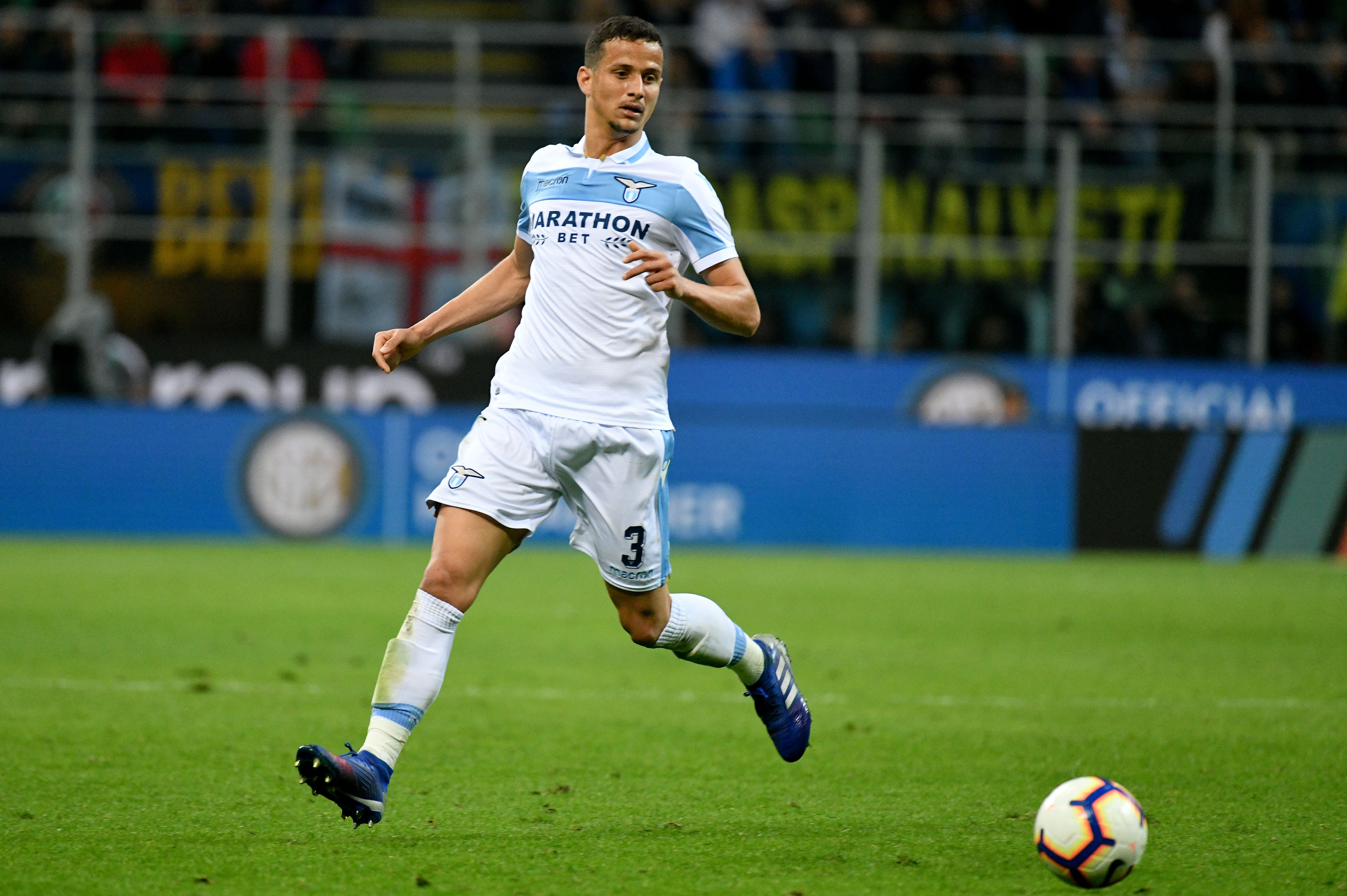 MILAN, ITALY - MARCH 31: Luiz Felipe Ramos Marchi of SS Lazio in action  during the Serie A match between FC Internazionale and SS Lazio at Stadio Giuseppe Meazza on March 31, 2019 in Milan, Italy.  (Photo by Marco Rosi/Getty Images )