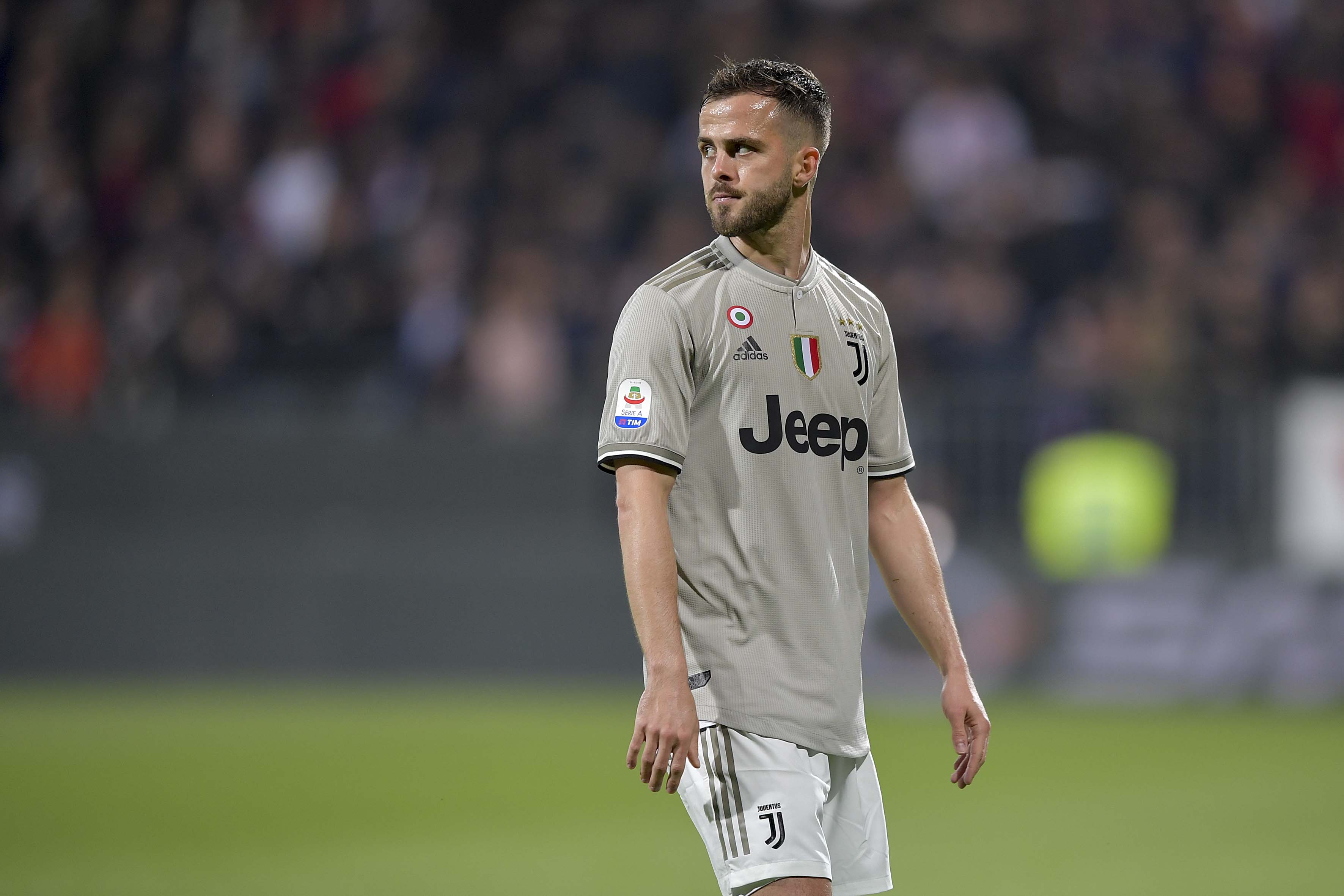 CAGLIARI, ITALY - APRIL 02:  Juventus player Miralem Pjanic during the Serie A match between Cagliari and Juventus at Sardegna Arena on April 3, 2019 in Cagliari, Italy.  (Photo by Daniele Badolato - Juventus FC/Juventus FC via Getty Images)