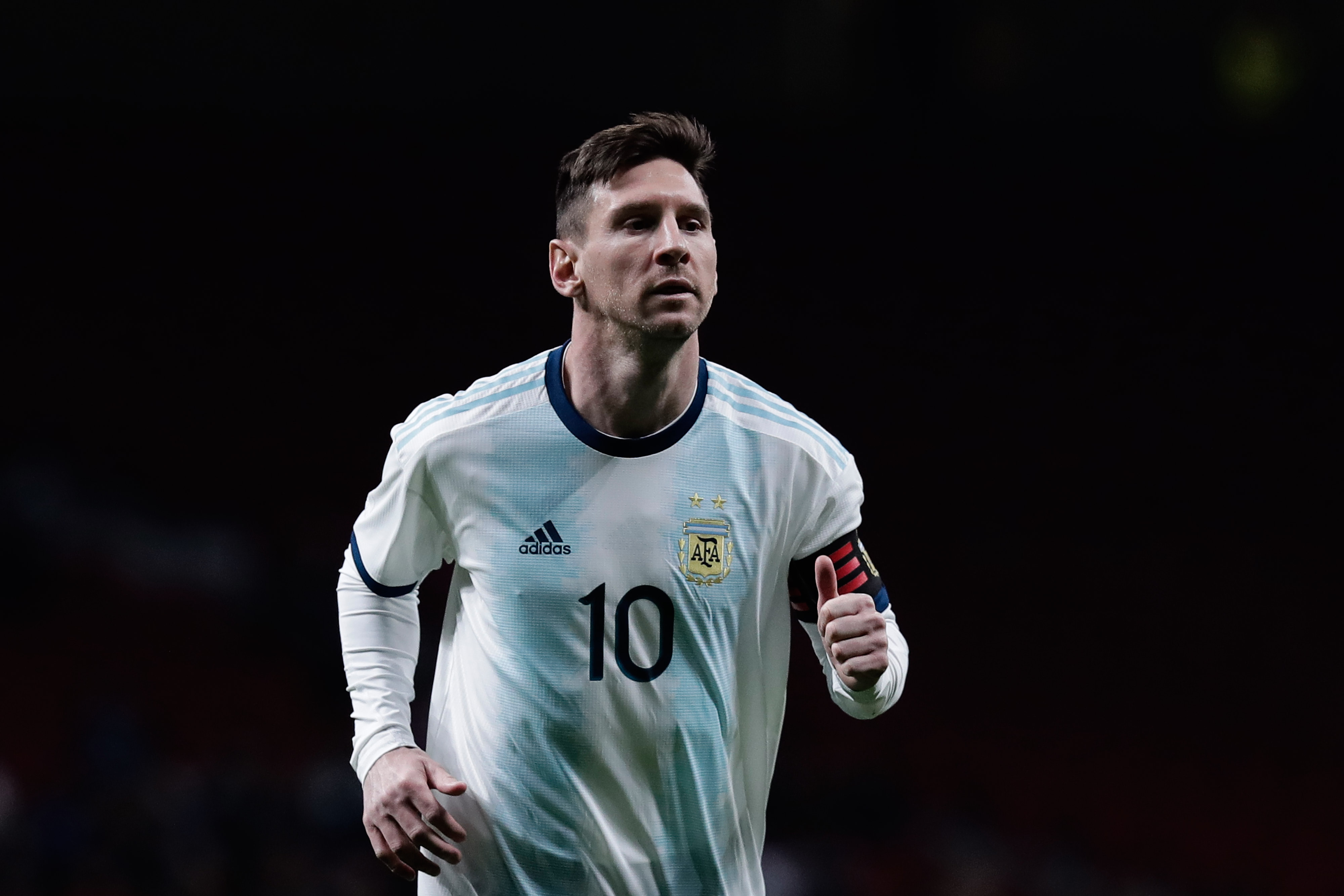 MADRID, SPAIN - MARCH 22: Lionel Messi reacts during the International Friendly match between Argentina and Venezuela at Estadio Wanda Metropolitano on March 22, 2019 in Madrid, Spain. (Photo by Gonzalo Arroyo Moreno/Getty Images) (Photo by Gonzalo Arroyo Moreno/Getty Images)