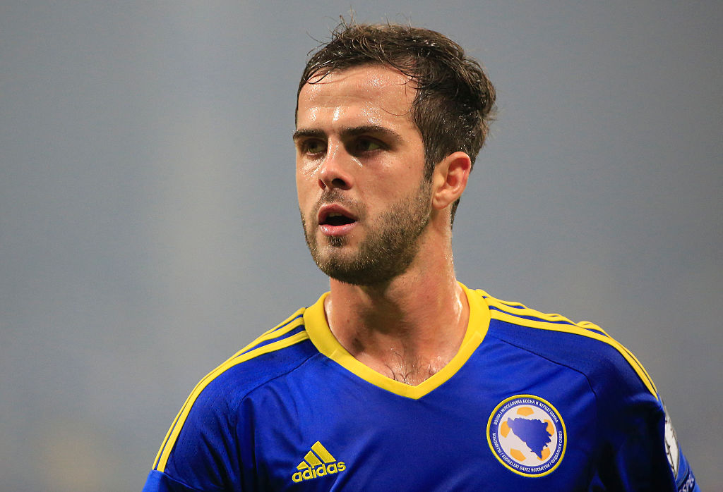 ZENICA, BOSNIA AND HERZEGOVINA - NOVEMBER 13. Miralem Pjanic of Bosnia looks on during the EURO 2016 Qualifier Play-Off First Leg match at Bilino Polje Stadium on November 13, 2015 in Zenica, Bosnia and Herzegovina. (Photo by Srdjan Stevanovic/Getty Images)